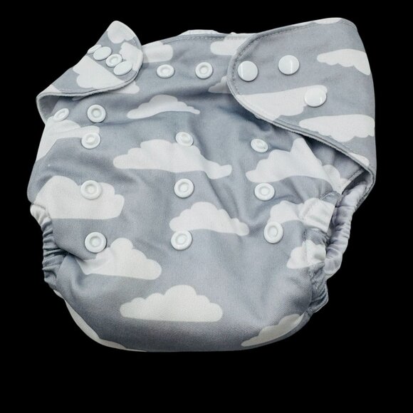 Reusable Baby Cloth Diapers W/ Inserts One Size Cloud & Polka Dot Patterns - Picture 3 of 15